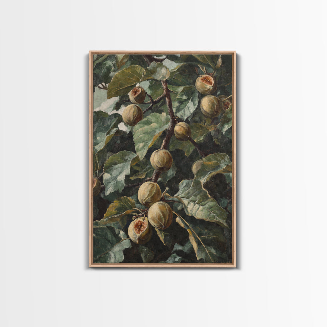 Fig Painting Print - Framed Canvas - Fig Oil Painting, Fig Painting, Kitchen Decor, Rustic Farmhouse, Minimalist Home Decor