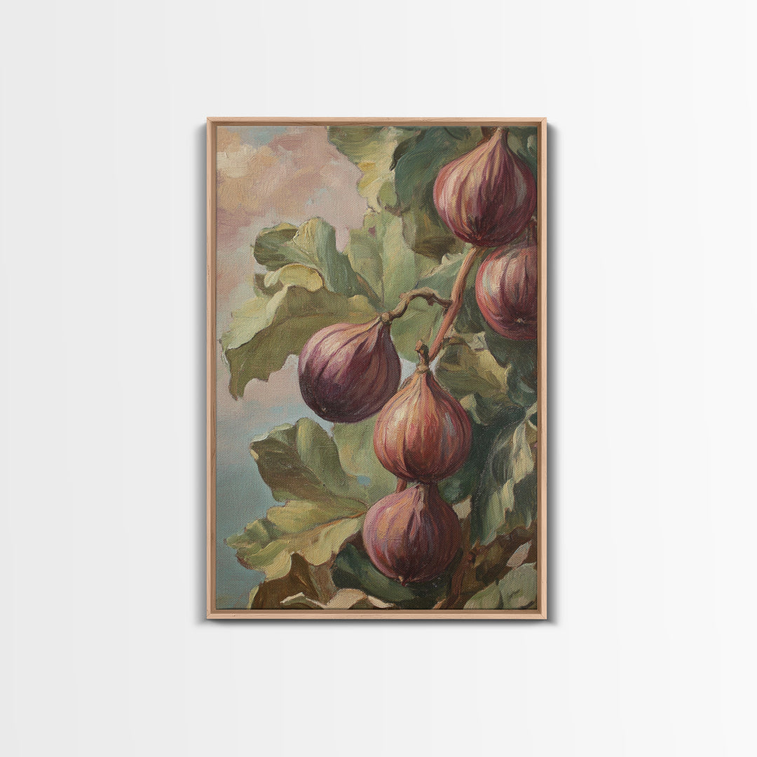 Figs On The Vine Framed Canvas Print - Kitchen Wall Art - Figs Painting