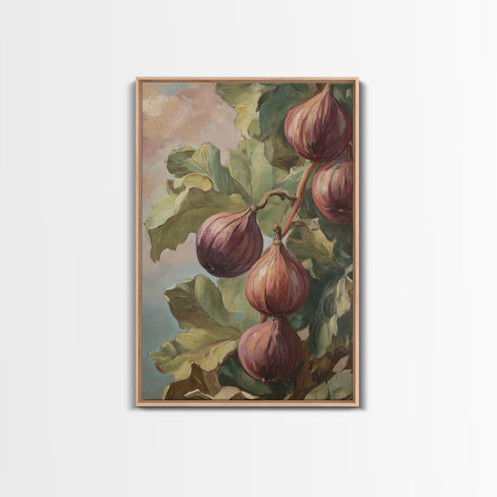 Figs On The Vine Framed Canvas Print - Kitchen Wall Art - Figs Painting