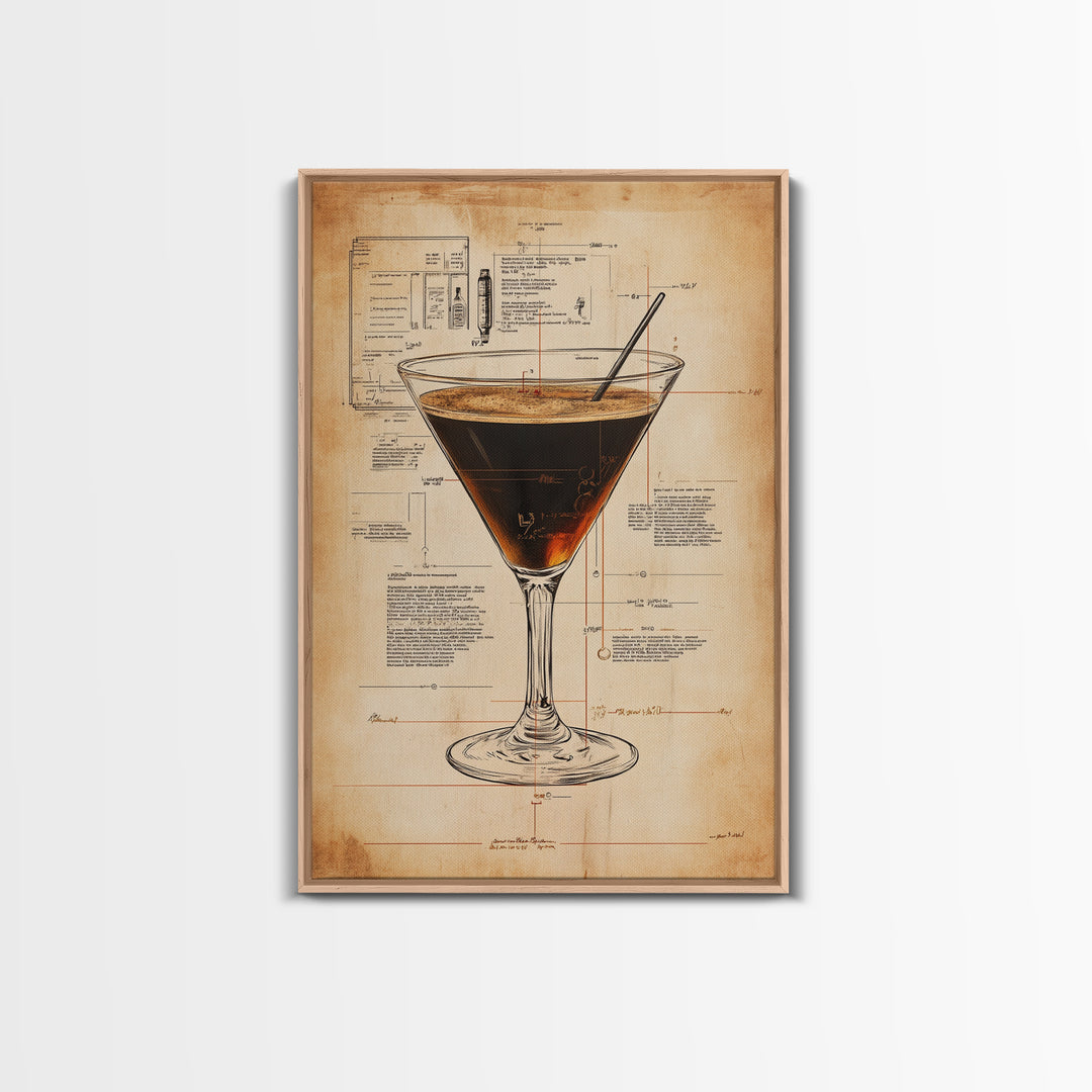 Cocktail Painting Print, Espresso Martini Wall Art, Canvas Print, Bar Decor, Bar Wall Art, Gift Idea For Martini Lover, Espresso Martini Painting
