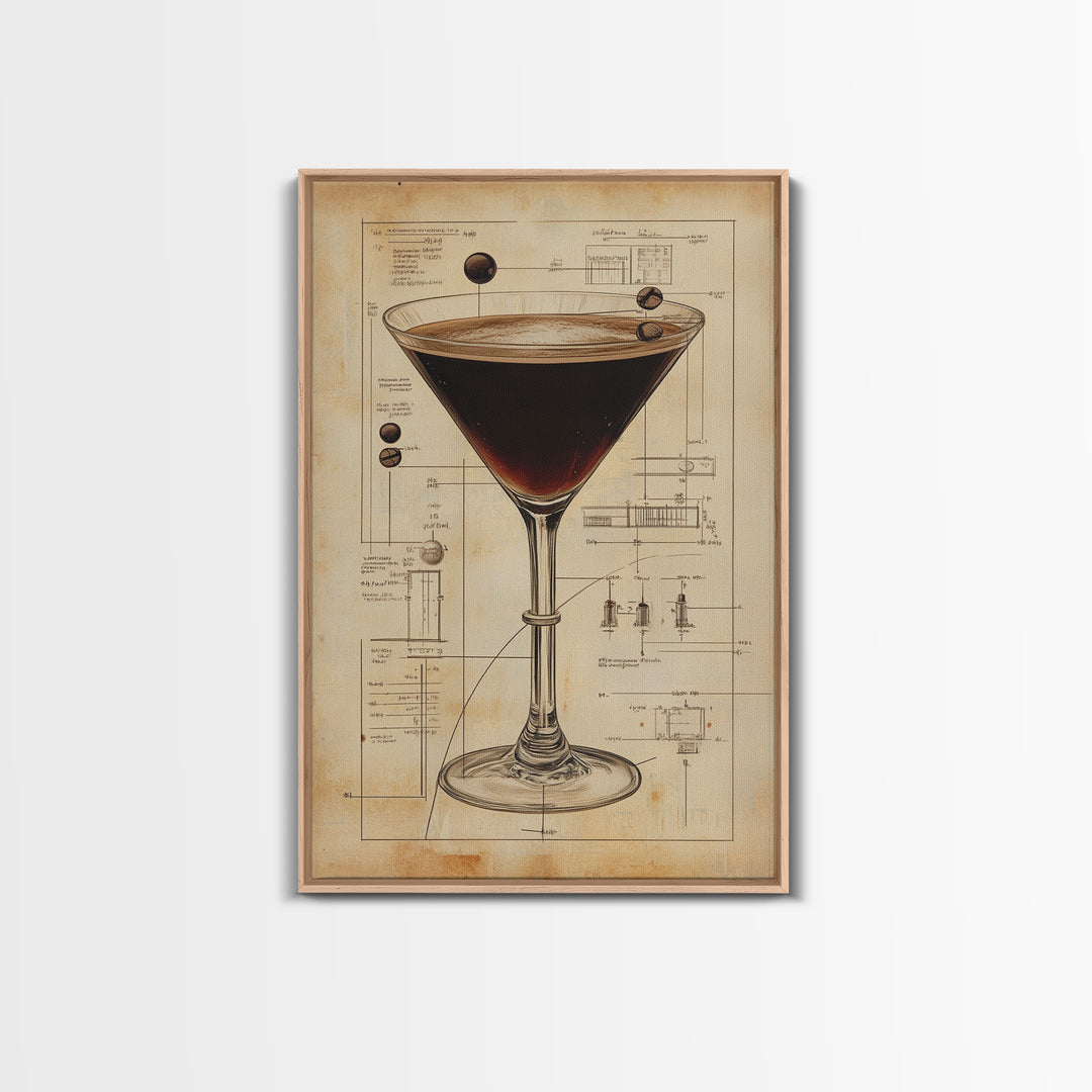 Espresso Martini Wall Art Canvas Print, Cocktail Painting, Cocktail Decor, Bar Decor, Home Bar Wall Art, Kitchen Wall Art