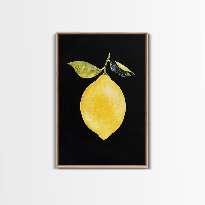 Lemon Oil Painting Print, Vintage Still Life of a Lemon, Antique Fruit Art Print, Still Life Wall Art, Lemon Painting, Framed Canvas Print