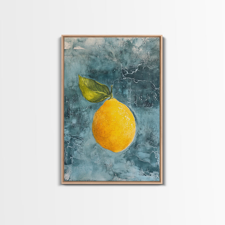 Vintage Lemon Still Life Painting Canvas Print, Framed Art Print Gallery Wall, Lemon Painting, Kitchen Art, Kitchen Food Wall Art