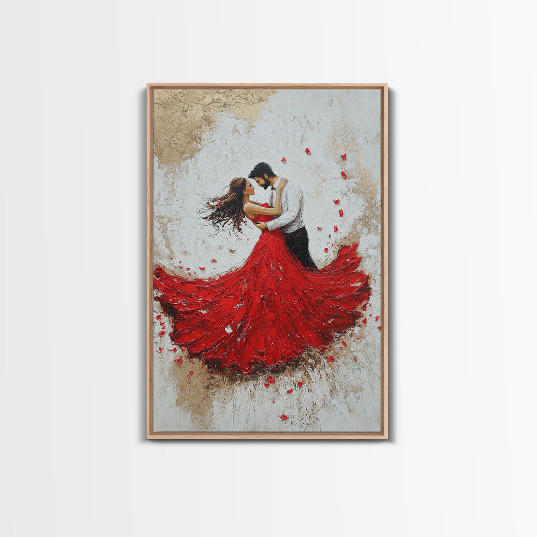 Couple Dancing Framed Canvas Print, Couple Wall Art, Wedding Gift, Dancing Wall Art, Dance Studio Decor, Engagement Gift Idea, Dancing Art