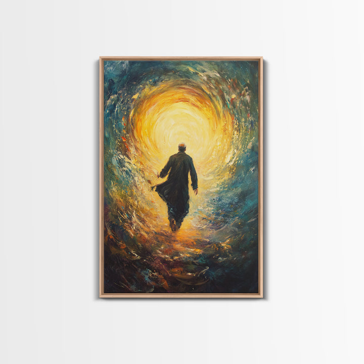 Bahai Wall Art Framed Canvas Print, Retro Abstract Wall Art