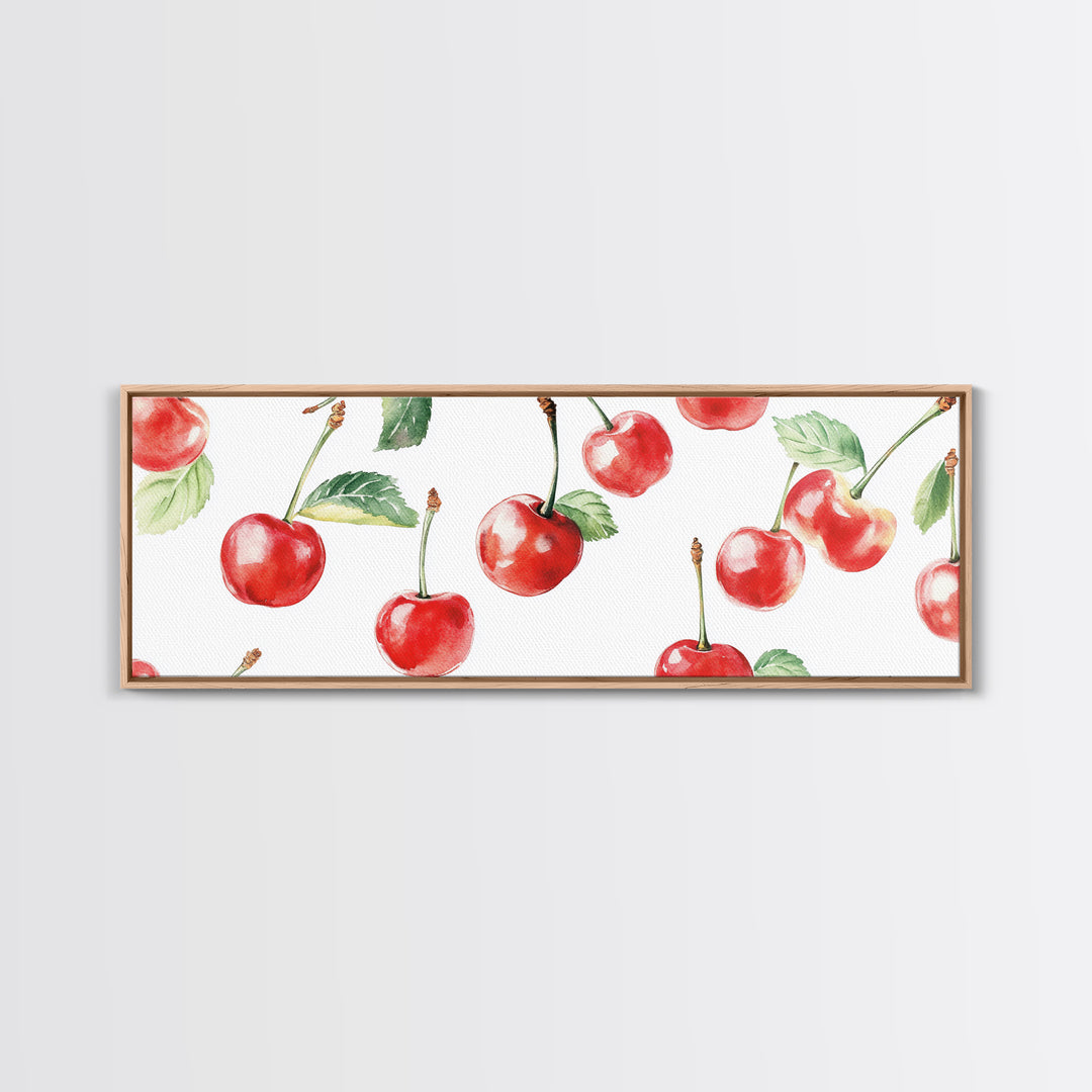 Chery Wall Art Canvas Print - Horizontal Extra Wide Wall Art - Panoramic Kitchen Decor - Kitchen Painting - Cherry Painting - Cherry Decor