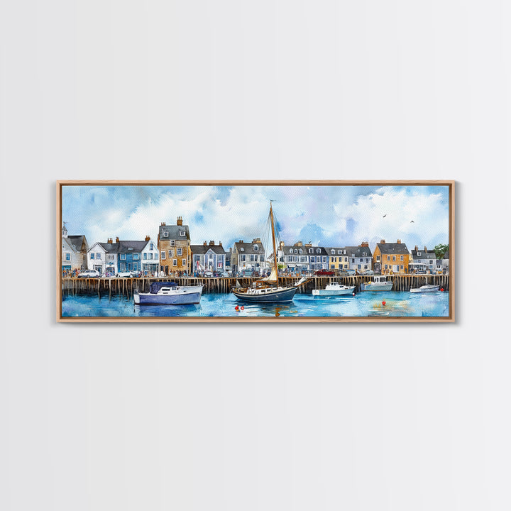 Nantucket Massachusetts Wall Art Framed Canvas Print, Nantucket Painting, Nantucket Nautical Decor, Nautical Landscape Painting