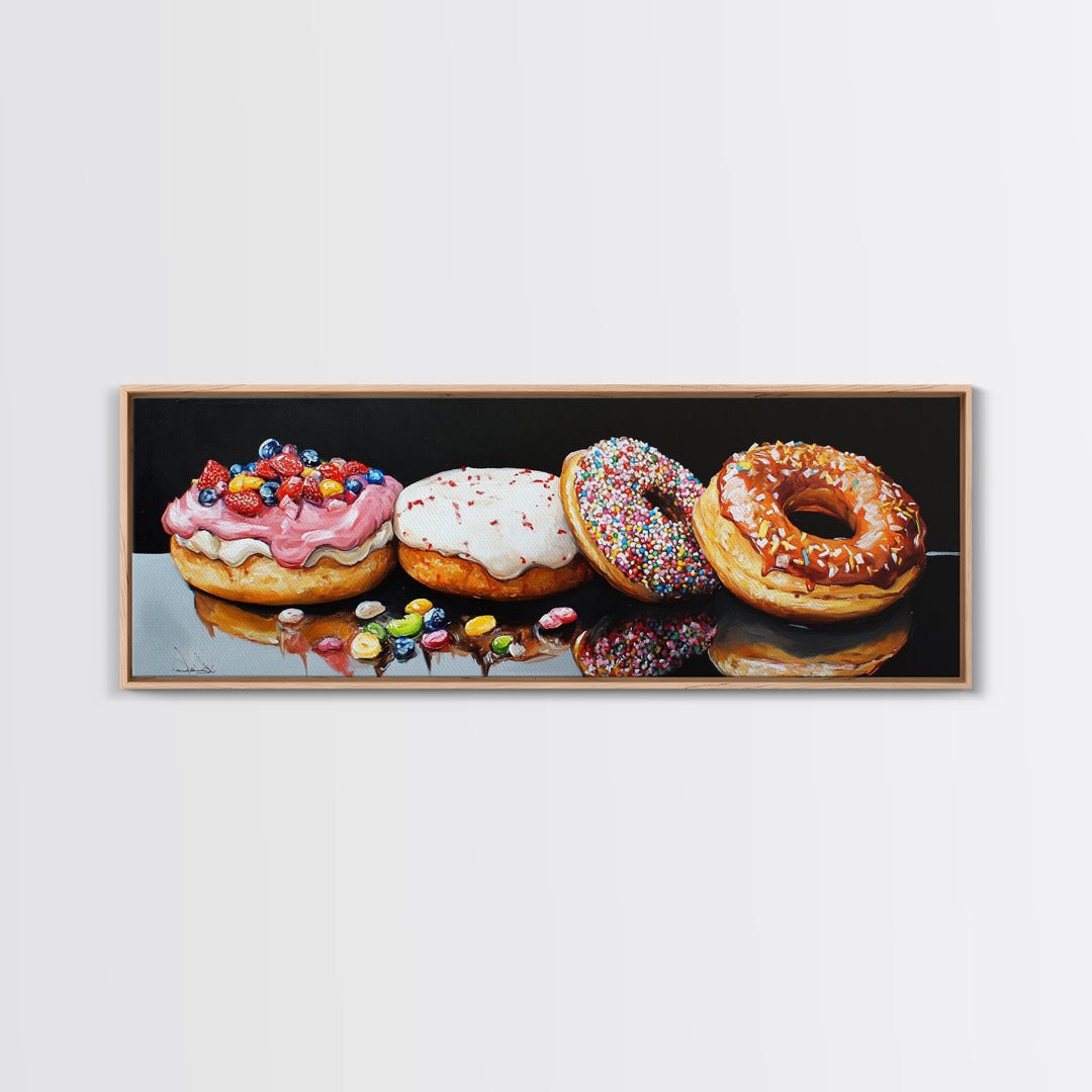Renaissance Style Painting Of Some Donuts, Framed Canvas Print, Bakery Decor, Bakery Wall Art, Donut Shop Wall Art, Funny Renaissance Art