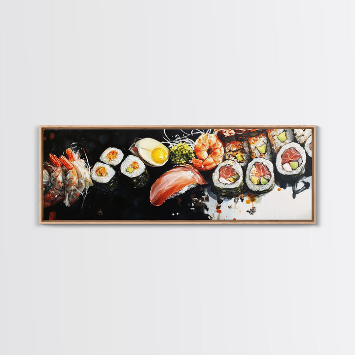 Abstract Food Painting Print, Painting of Sushi, Kitchen Decor, Kitchen Wall Art, Kitsch Dining Room Art, Eclectic Home Decor