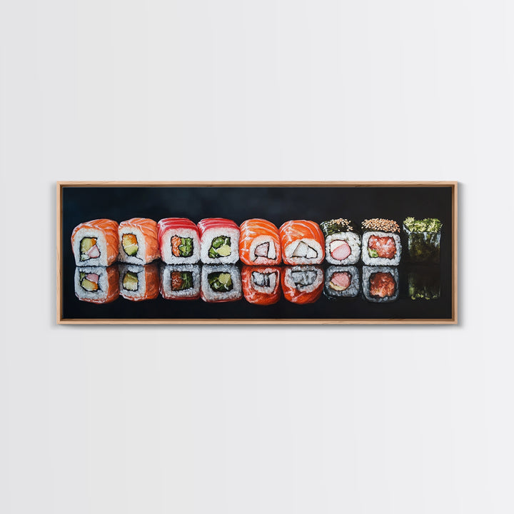 Panoramic Extra Wide Kitchen Wall Art, Sushi Painting Tuna Roll Painting, Modern Art for Kitchen, Kitchen Painting, Dining Room Decor