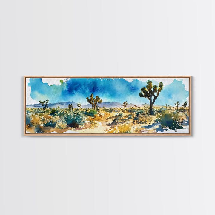 Canvas Print Panoramic Landscape Painting of Joshua Tree California Canvas Print, Joshua Tree Art, California Wall Art, Minimalist Desert Art