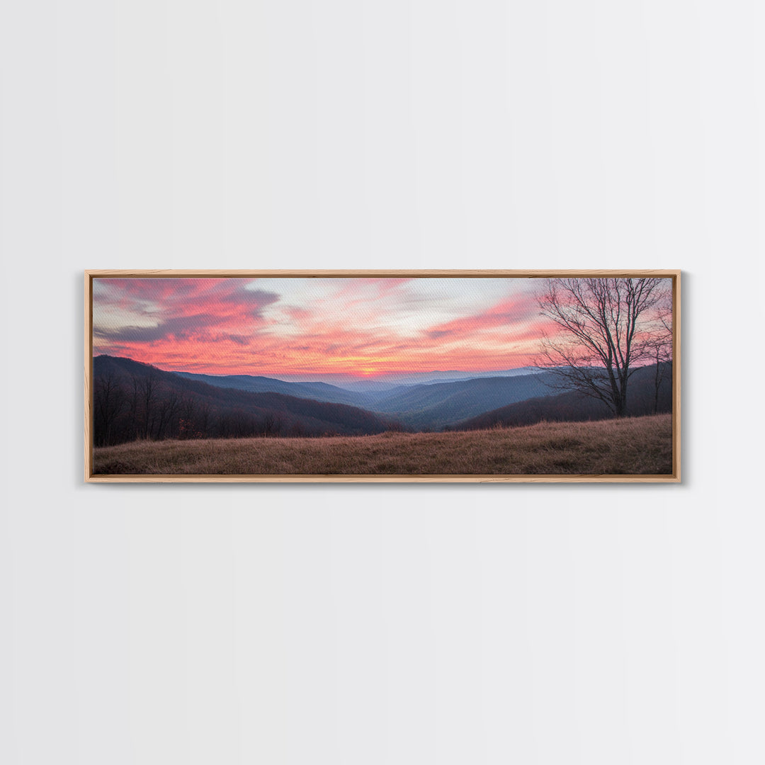 Great Smoky Mountains Panoramic Wall Art Canvas Print, Smoky Mountains Photography Style Wall Art, Landscape Painting