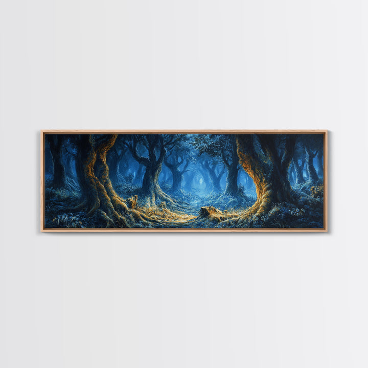 Tunnel of Trees Through a Fantasy Forest, Framed Canvas Print, Fantasy Wall Art, Mythical Fantasy Art, Autumn Fantasy Art, Surreal Fantasy Art