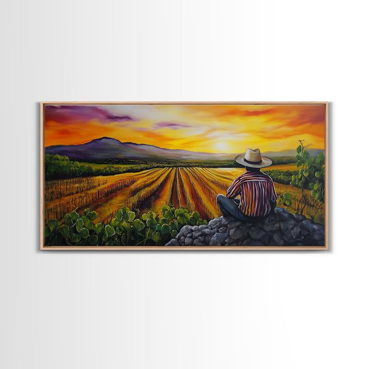 Chicano Wall Art - Mexicano Ranchero Oil Painting Print - Framed Canvas Print - Mexican Culture Art - Wood Framed Wall Art - Chicano Decor