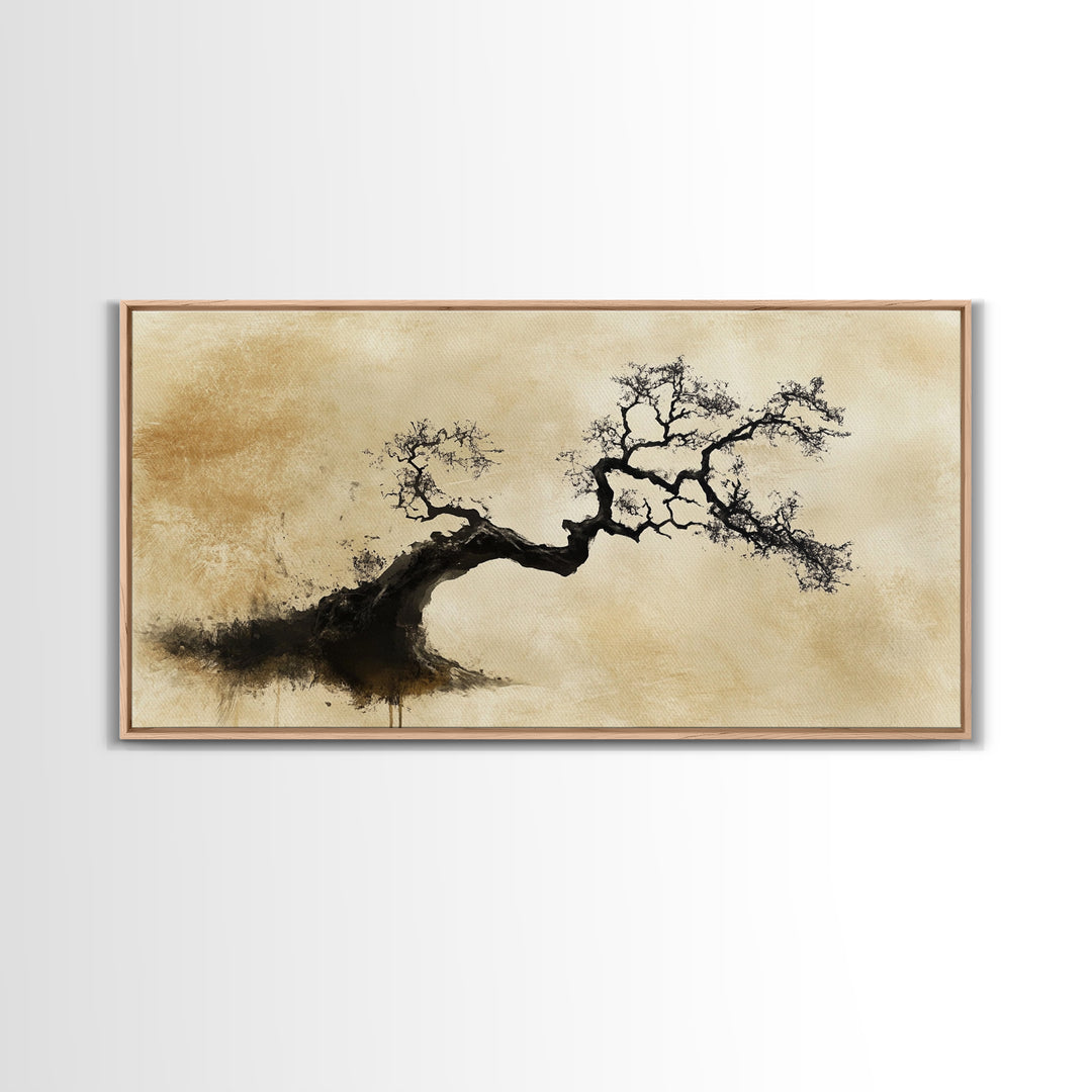 Bonzai Abstract Wall Art Framed Canvas Print, Wabi Sabi Art, Wabi Sabi Decor, Boho Home Decor, Botanical Prints