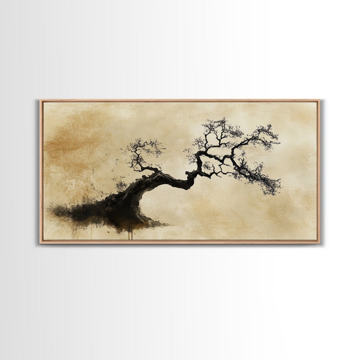Bonzai Abstract Wall Art Framed Canvas Print, Wabi Sabi Art, Wabi Sabi Decor, Boho Home Decor, Botanical Prints
