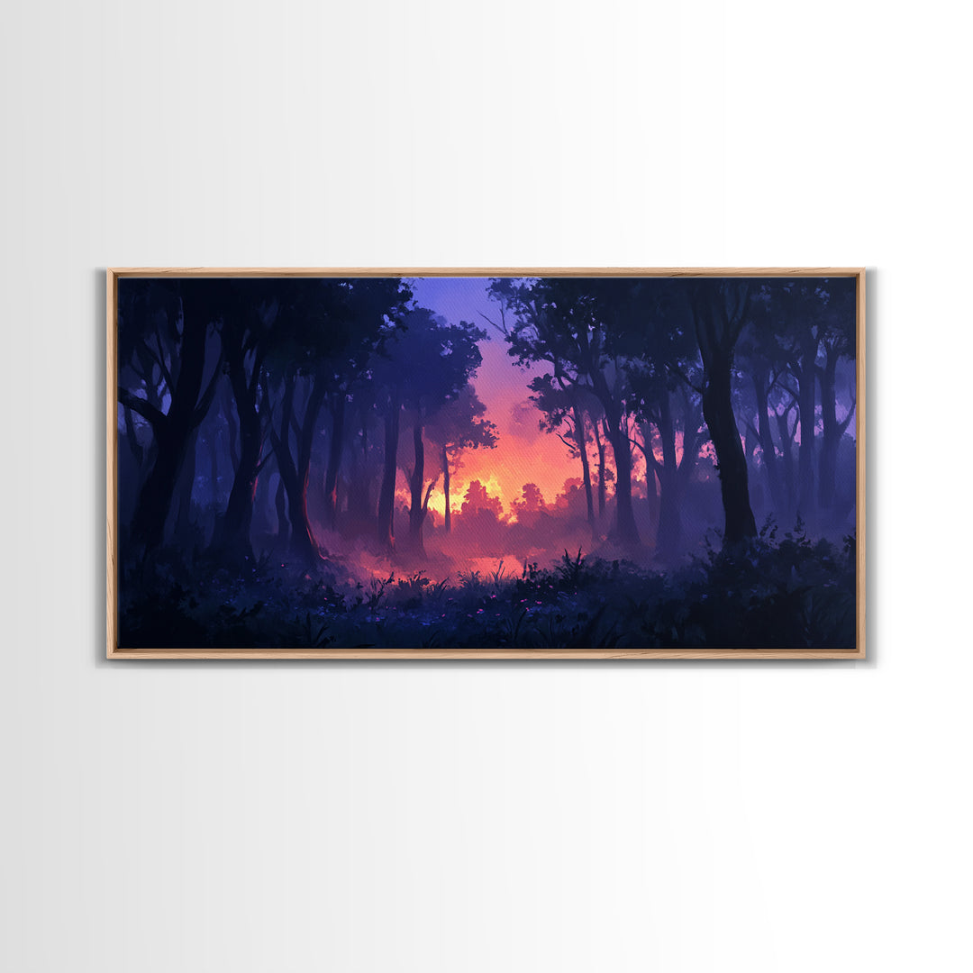 Dark Fantasy Forest Wall Art, Framed Canvas Print, Landscape Painting Print, Moody Home Decor, Landscape Wall Art, Living Room Decor