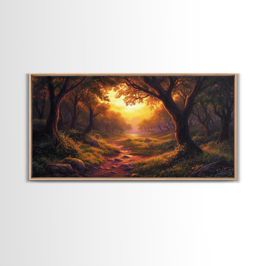 Cute Fantasy Wall Art, Framed Canvas Print, Fantasy Landscape Painting Print, Fairy Art, Fairy Landscape Wall Art Decor