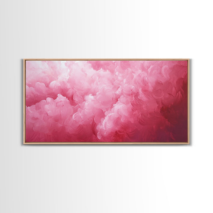 Pink Clouds - Framed Canvas Print - Wood Framed Wall Art - Preppy Decor - Preppy Dorm Room Wall Art - Abstract Pink Wall Art