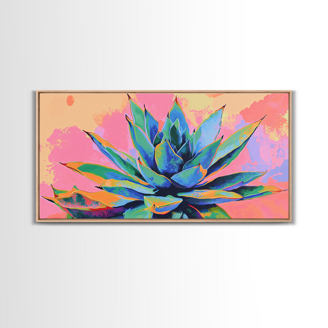 Blue Agave Wall Art Framed Canvas Print | Mexicano Art | Pueblo Style Southwestern Art | Arizona Art | Mexicano Wall Art | Agave Painting