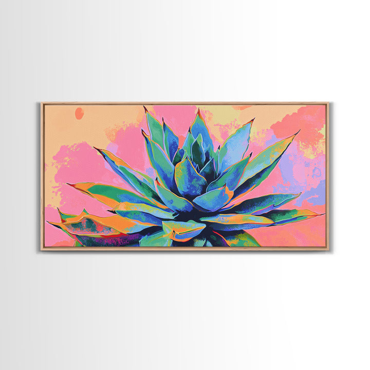 Blue Agave Wall Art Framed Canvas Print | Mexicano Art | Pueblo Style Southwestern Art | Arizona Art | Mexicano Wall Art | Agave Painting