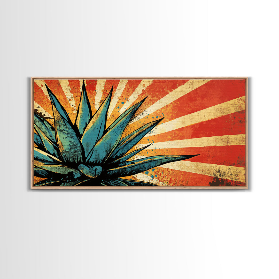 Blue Agave Pop Art Framed Canvas Print | Bar Decor | Bar Wall Art | Ready To Hang Wall Art | Home Decor | Office Decor | Agave Painting