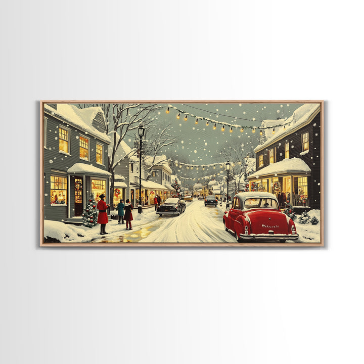 Christmas Village Painting Print Ready To Hang Wall Art, Canvas Print, Christmas Wall Art, Christmas Mantle Decor, Christmas Gift Idea