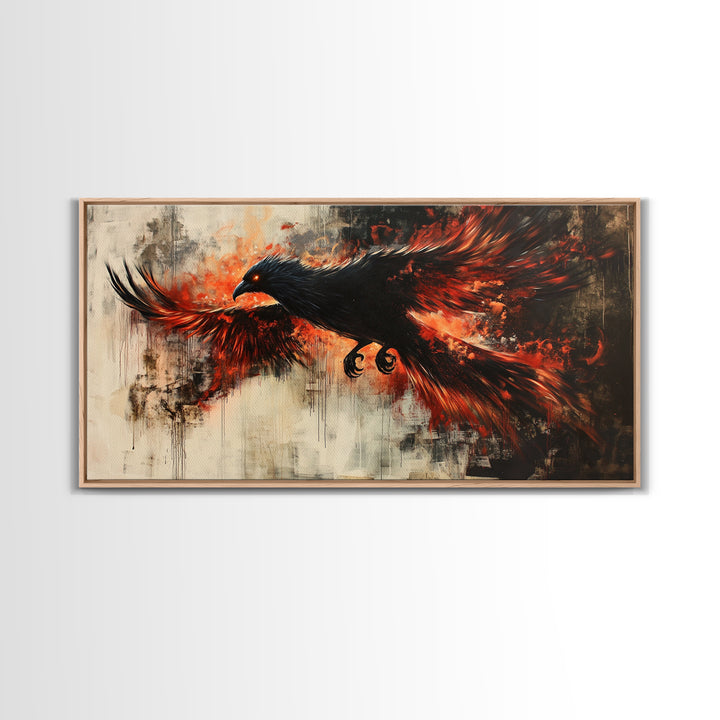 Black Phoenix Graffiti Art - Framed Canvas Print - Phoenix Painting - Phoenix Art - Phoenix Decor - Metal Phoenix Wall Art