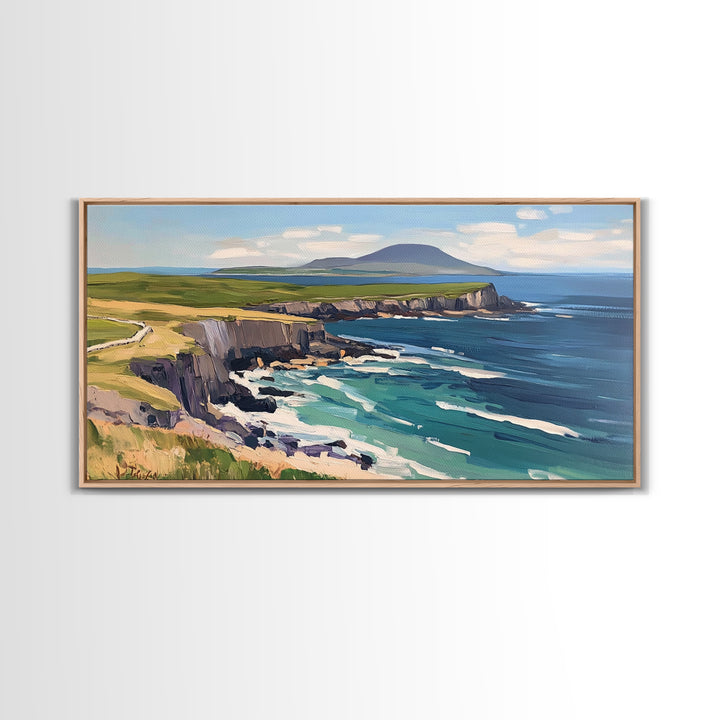 Abstract Ireland Landscape Painting Print | Cliffs of Moher | Ready To Hang | Framed or Unframed Landscape Painting | Original Wall Art