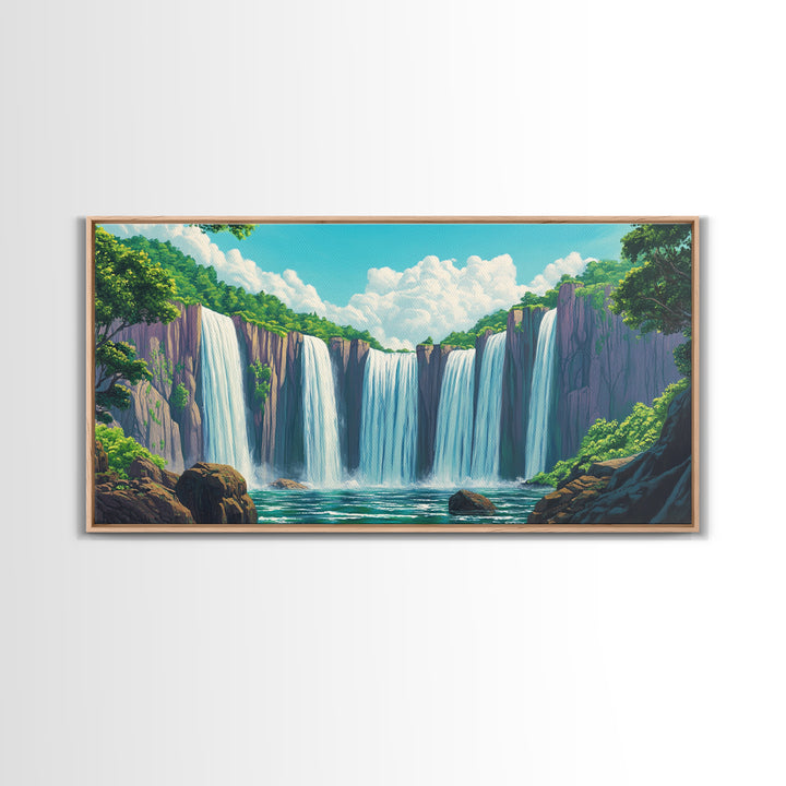 Fantasy Waterfall Painting Print | Fantasy Decor | Magical Enchanted Waterfall Wall Art | Living Room Decor Ready To Hang | Extra Large Art
