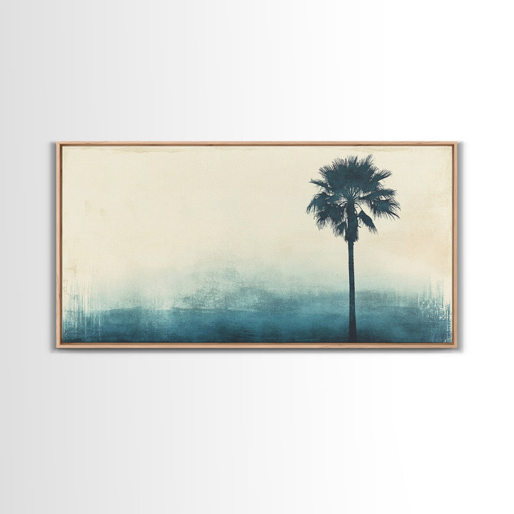 Abstract Palm Tree Nautical Oil Painting Canvas Print Ready To Hang
