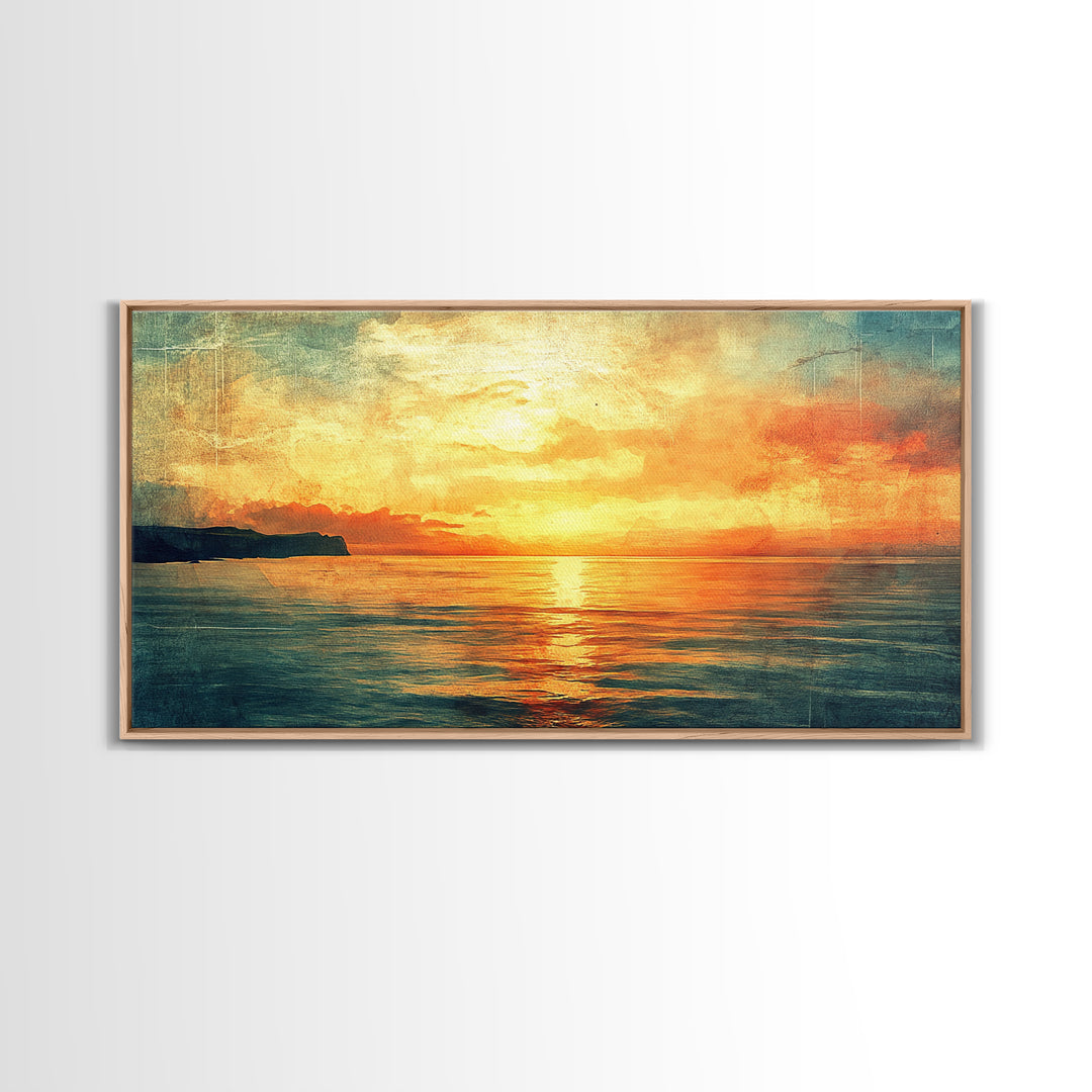 Nautical Landscape Canvas Print, Ocean Art, Wood Framed Canvas, Ocean Home Decor, Seascape Painting, Nautical Nursery Decor