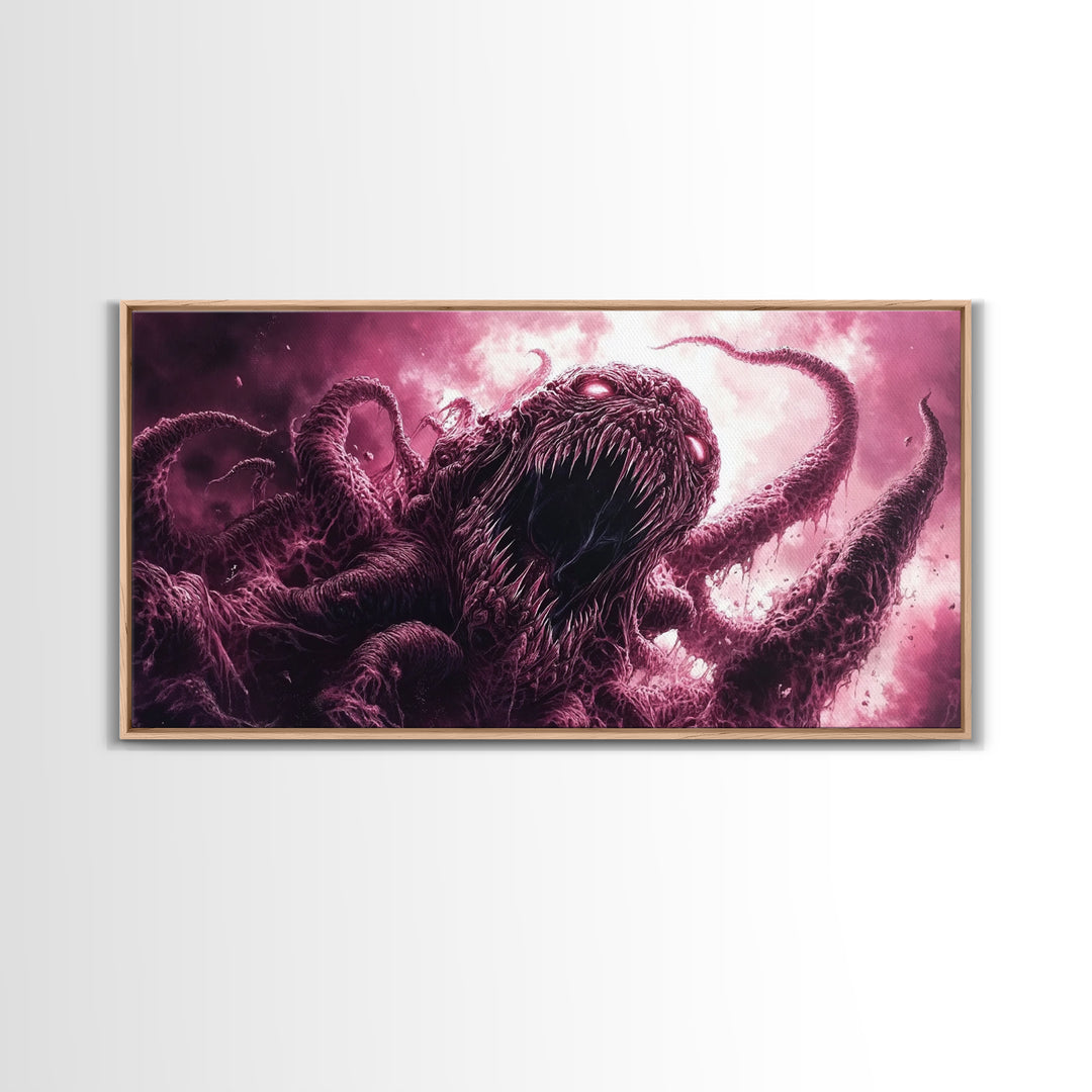 Cosmic Horror Wall Art Framed Canvas Print, Halloween Decor
