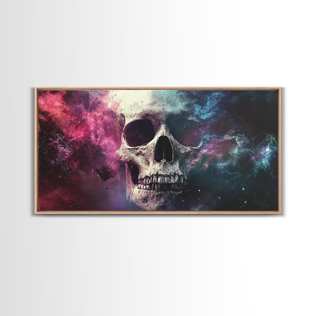 Cosmic Skull Wall Art, Cosmic Horror, Framed Canvas Print, Surreal Wall Decor, Ready To Hang Wall Art, Skull Painting, Skull Art
