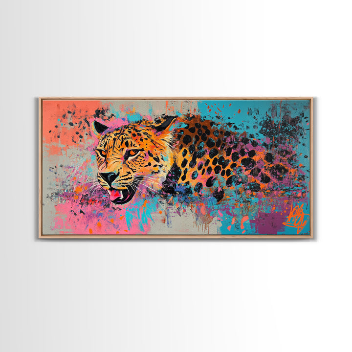 Pop Art Cheetah Painting Print, Wood Framed Art, Canvas Art, Cheetah Print, Cheetah Art, Preppy Decor, Girl's Room Art