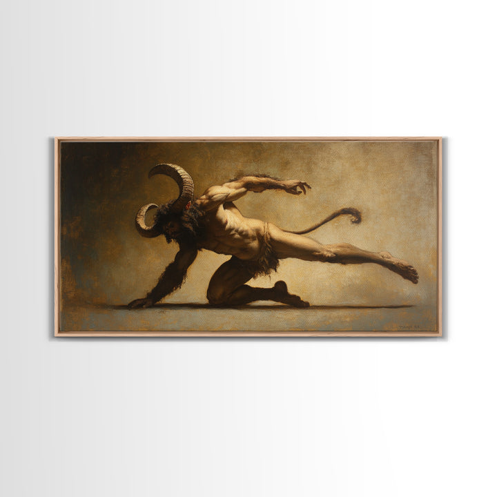 Canvas Print of Satyr, Victorian Gothic Wall Art, Satyr Painting Original, Satyr Oil Painting, Goth Decor, Spooky Wall Art