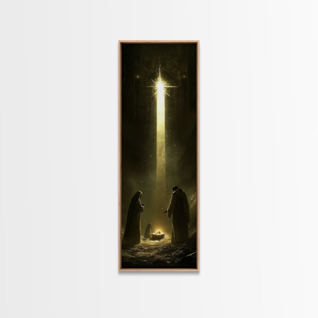 Nativity Painting Print, Wall Art, Christian Wall Decor, Tall and Skinny Wall Art, Narrow Art For Tight Space, Nativity Painting, Nativity Art