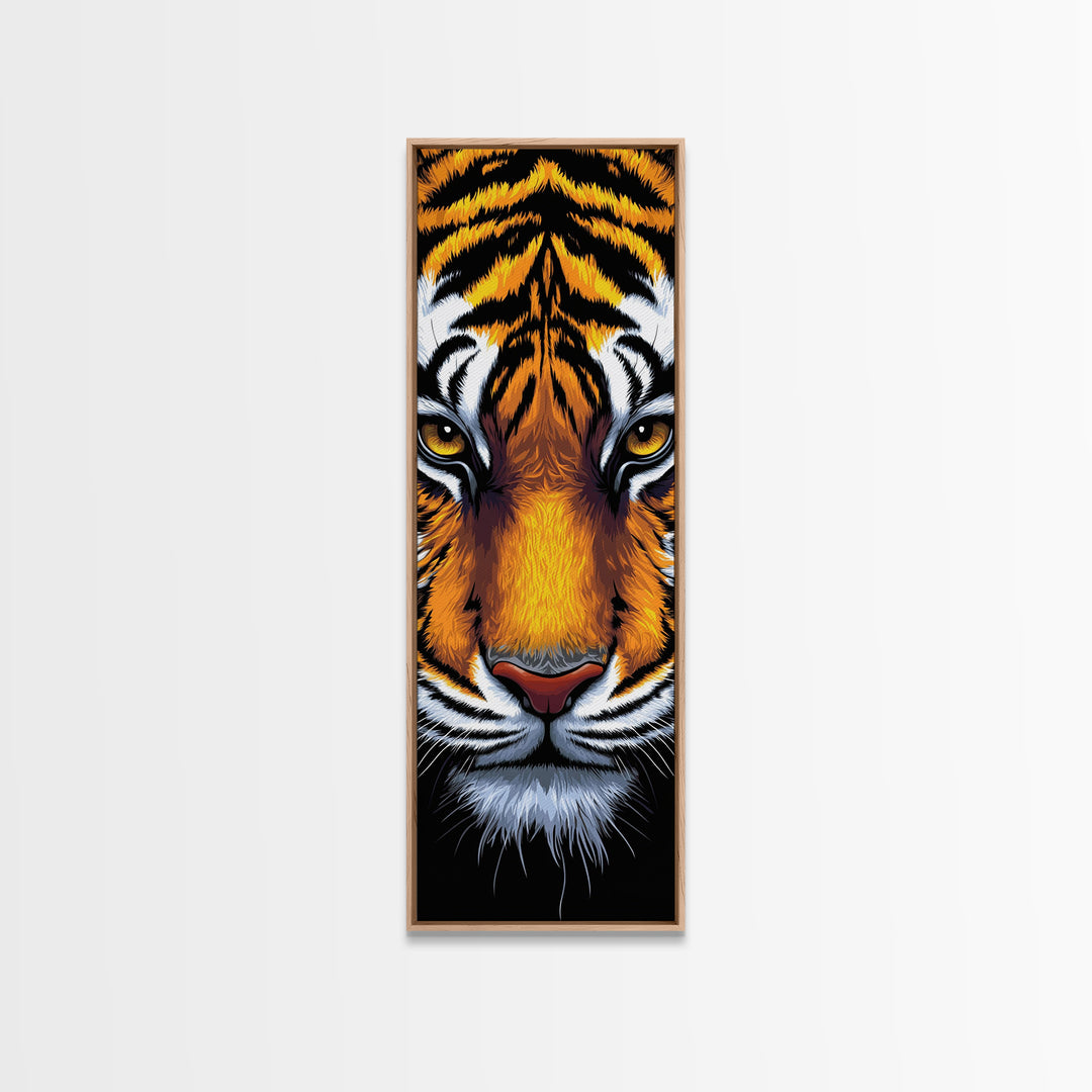 Fierce Tiger Face Framed Canvas Print, Bold Animal Wall Art, Wildlife Decor Above Couch Art, Statement Piece Christmas