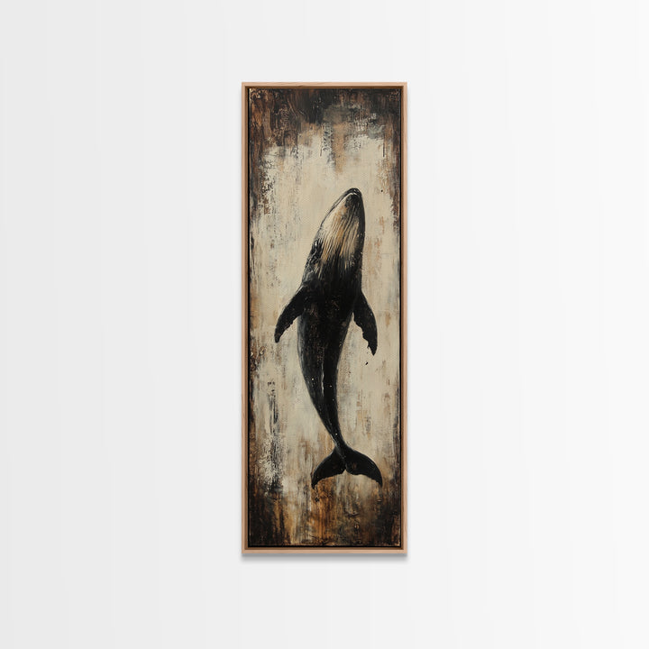Majestic Whale Painting Framed Canvas Print, Nautical Wall Art, Coastal Decor Living Room Art, Rustic Decor Gift Idea Christmas