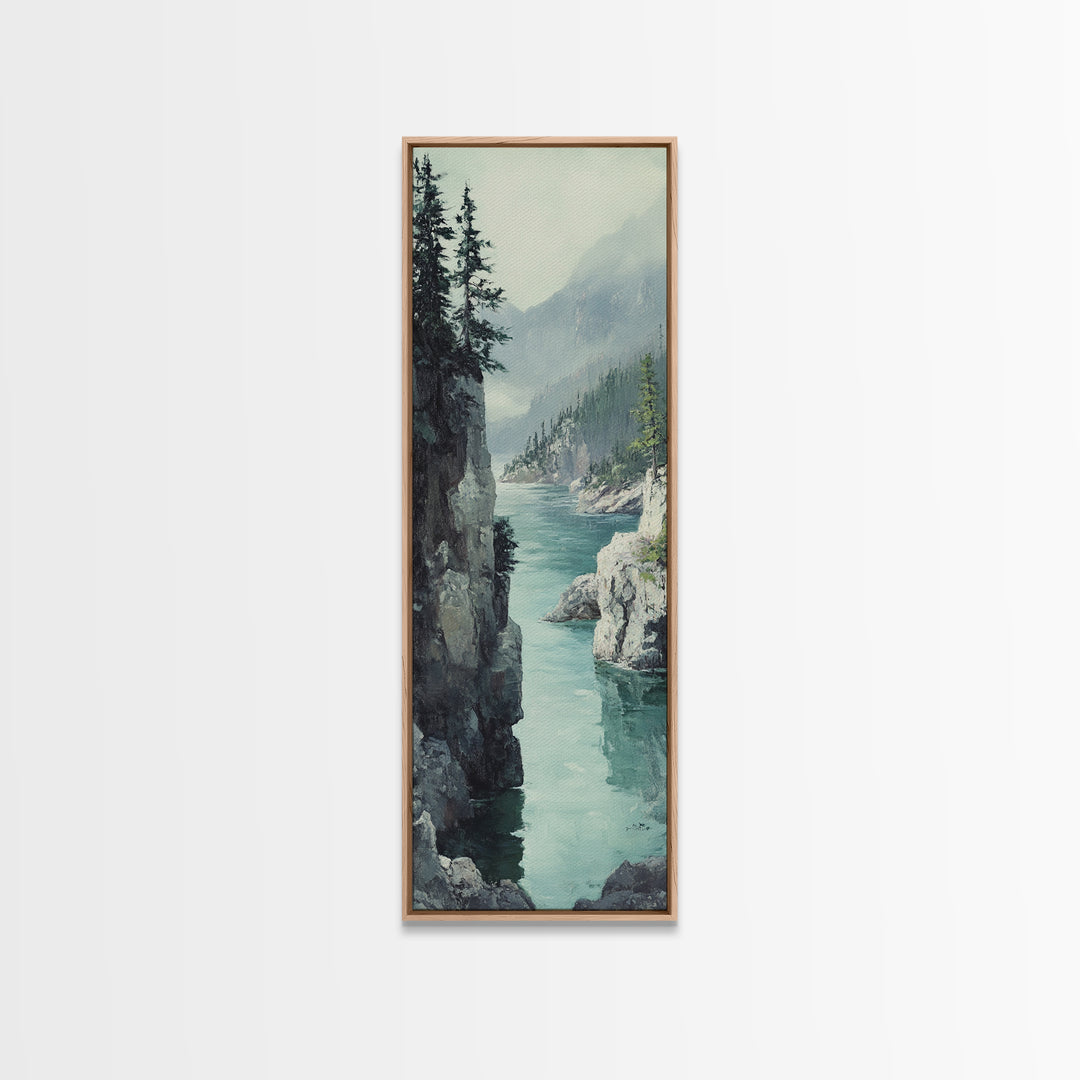 Framed Canvas Print Coastal Landscape Art Nautical Decor Tall Narrow Art Beach House Wall Art Perfect Above Couch Nautical Wall Art