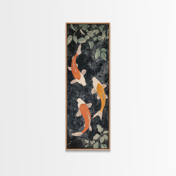 Canvas Print Koi Fish Painting Asian Decor Chinoiserie Wall Art Nature Inspired Wabi Sabi Art Ideal Living Room Minimalist Art