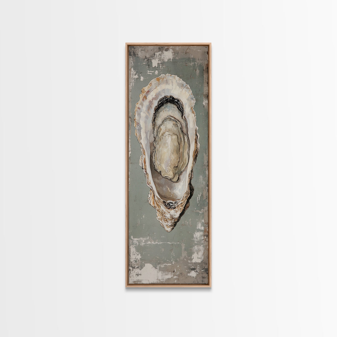 Canvas Print Rustic Oyster Shell Painting Coastal Kitchen Decor Wabi Sabi Art Living Room Art Nautical Wall Art Coastal Kitchen Decor