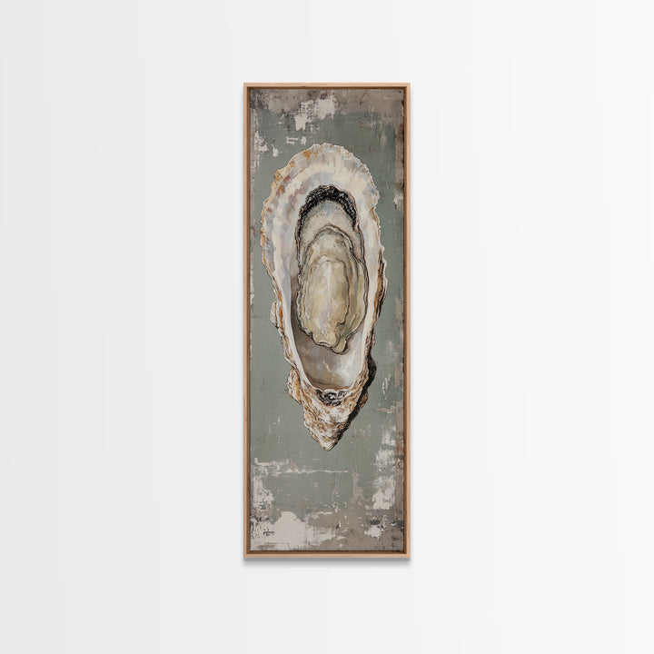 Canvas Print Rustic Oyster Shell Painting Coastal Kitchen Decor Wabi Sabi Art Living Room Art Nautical Wall Art Coastal Kitchen Decor