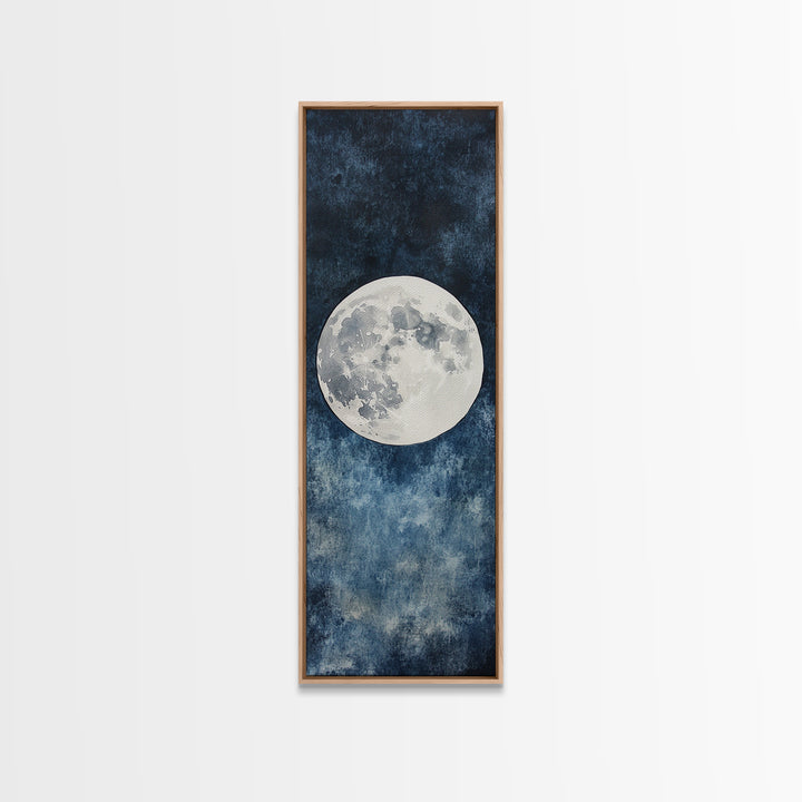 Framed Canvas Print Majestic Moon on Dark Sky, Coastal Inspired Wall Art, Nautical Home Decor, Large Wall Art Above Sofa Gift Him