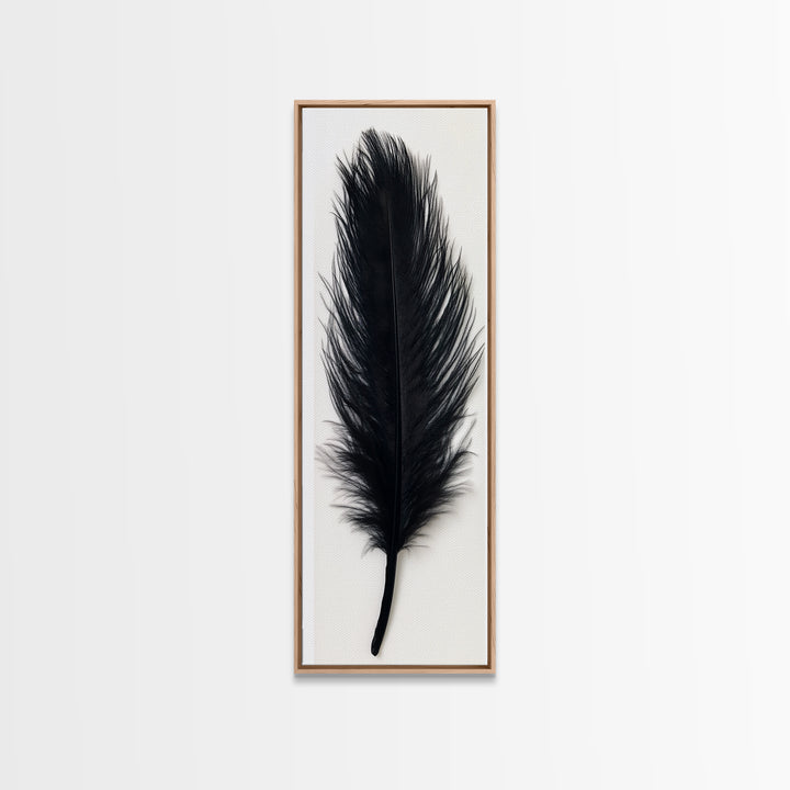 Abstract Black Feather Painting Print, Tall Skinny Art, Retro Home Decor, Abstract Art, Narrow Tall Wall Art, Feather Art, Farmhouse Art