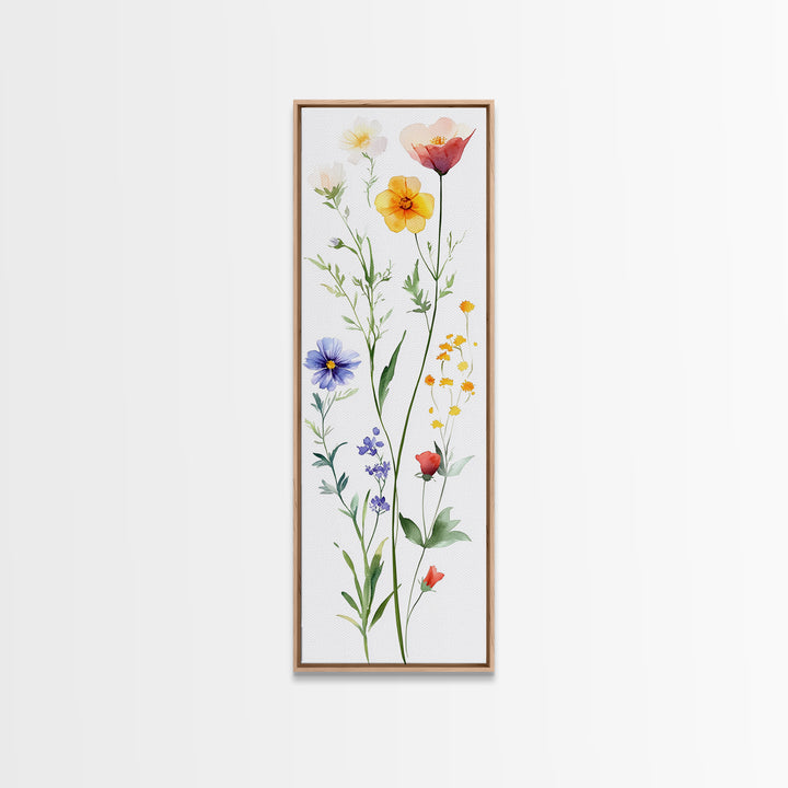 Boho Floral Botanical Print - Framed Canvas Print with Delicate Watercolor Wildflowers for Nature-Inspired Wall Art