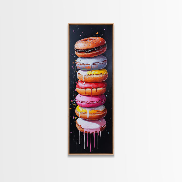 Cute Oil Painting Print of Macaroons - Kitchen Wall Art - Kitchen Decor - Framed Canvas Print - Preppy Kitchen Art - Girly Decor - Food Painting
