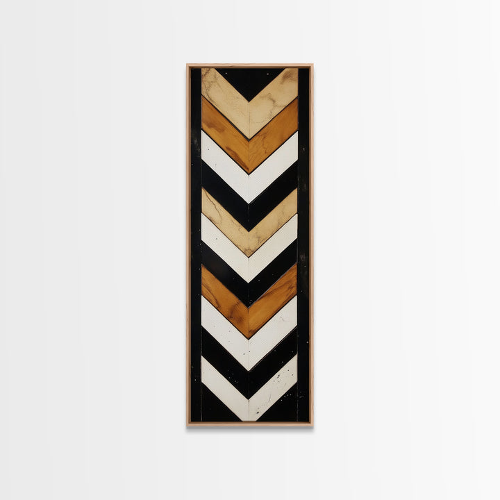 Retro Chevrons Wall Art - Framed Canvas Print - Mid Century Modern Wall Art - Unique Home Decor - Tall Narrow Art - Skinny Art