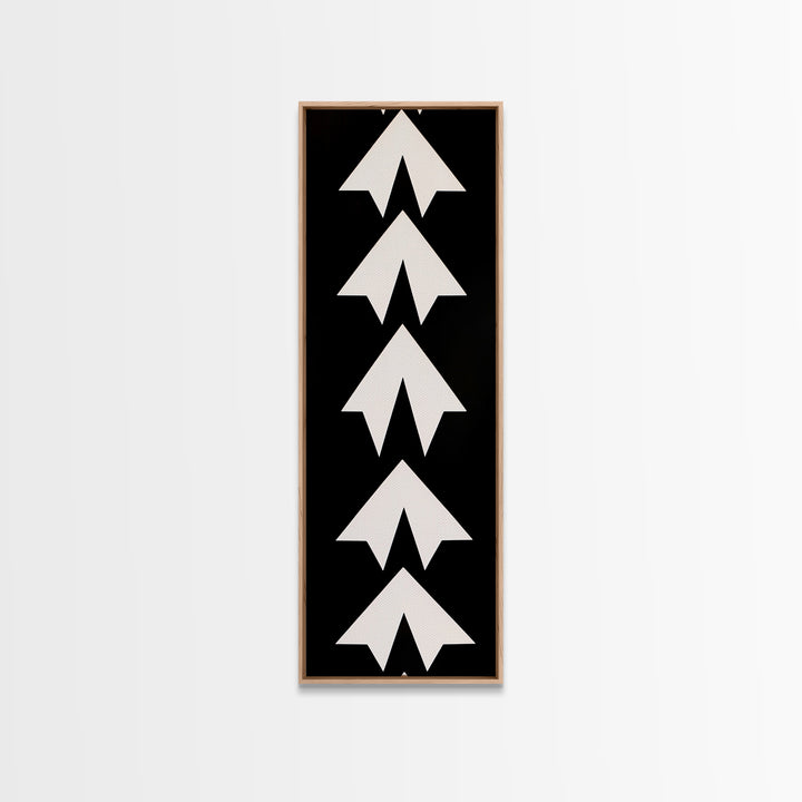 Framed Canvas Print of Geometric Wall Art in Monochrome Style, Modern Abstract Art, Minimalist Decor, Black and White Wall Art, Above Bed Wall Art, Skinny Wall Art