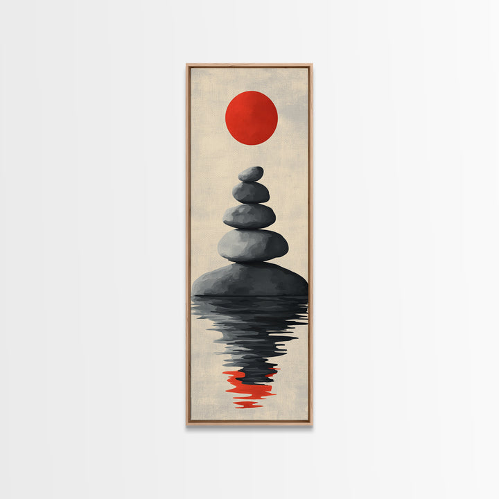 Canvas Print of Zen Art with Stacked Stones, Japanese Inspired, Minimalist Wall Art, Meditative Decor, Above Couch Art, Zen Wall Art, Peaceful Vibe
